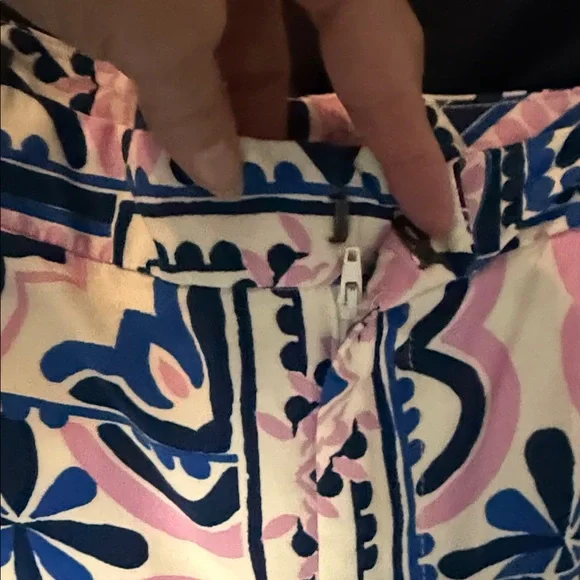 Zara Blue and Pink Patterned Wide Leg Pants - Picture 3 of 6